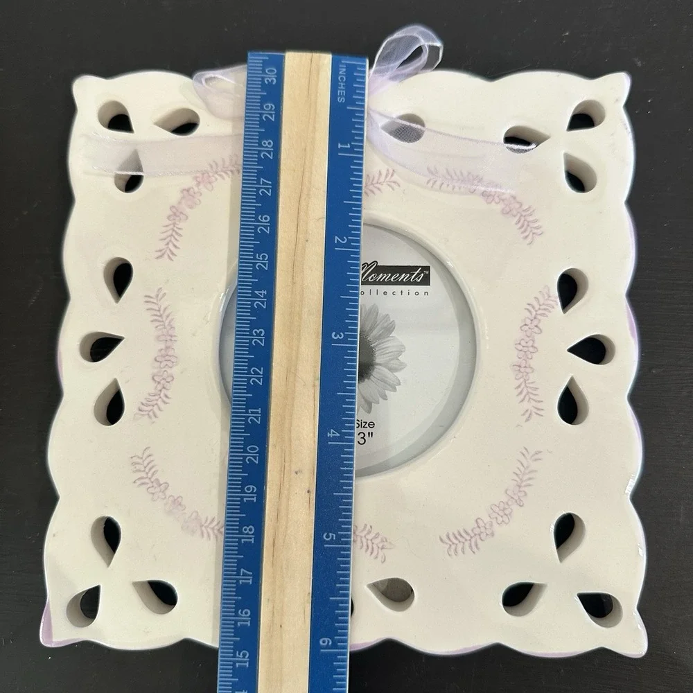 VTG New Ceramic Square Scalloped Picture Photo Frame 3x3